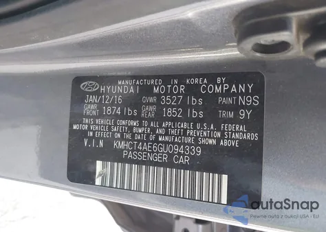 2016 Hyundai Accent Se from USA, damaged, VIN KMHCT4AE6GU094339